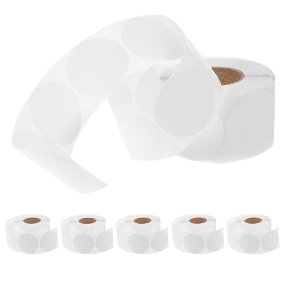 Uonlytech 500Pcs White Sticky Labels Roll Self Adhesive Round Seal Stickers for Packaging and Envelopes