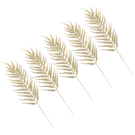 Uonlytech Golden Christmas Leaves Ornaments PVC and Wire for Tree Decoration 5Pcs