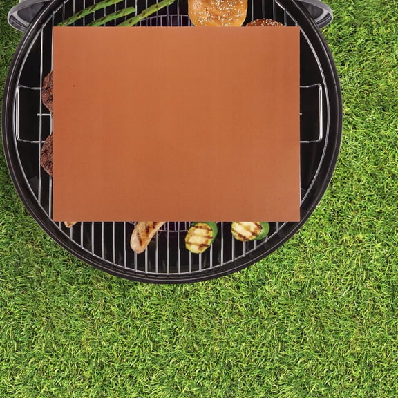 Uonlytech 5Pcs Barbecue Grilling Mats Nonstick Fiberglass Cooking Mats High Temperature Resistant Light Brown