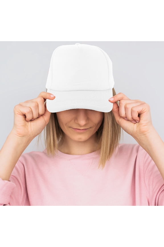 5Pcs Heat Transfer Blank Baseball Caps White Mesh for DIY Crafting and Daily Wear
