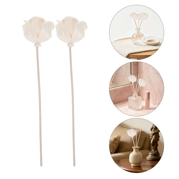 Uonlytech 5Pcs Natural Reed Diffuser Stick with Realistic Rose Petal Design for Room Freshening