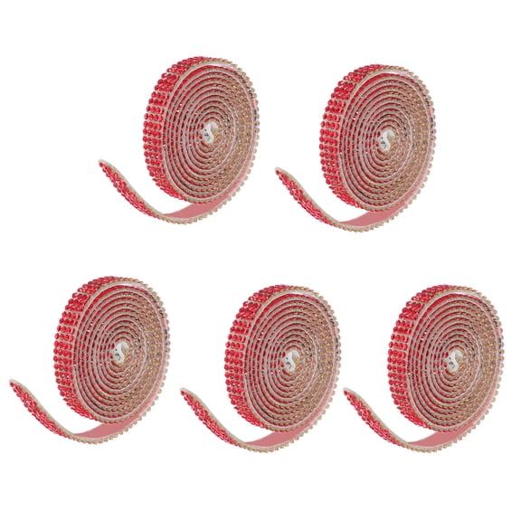 Uonlytech 5Pcs Red Rhinestone Sticker Tape Roll Easy Application for DIY Personalization