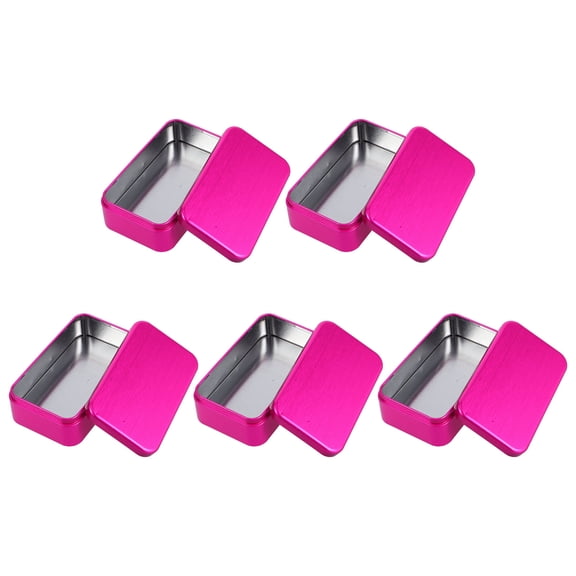 Uonlytech 5Pcs Rosy Decorative Tin Box Set with Smooth Surface and Flip Top Lid for Small Items