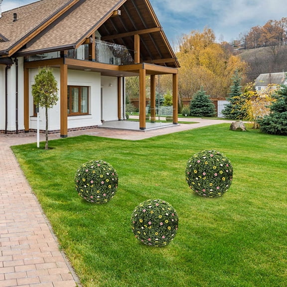 Uonlytech 5Pcs Durable Green Artificial Topiary Ball Frame for Outdoor Garden Decoration