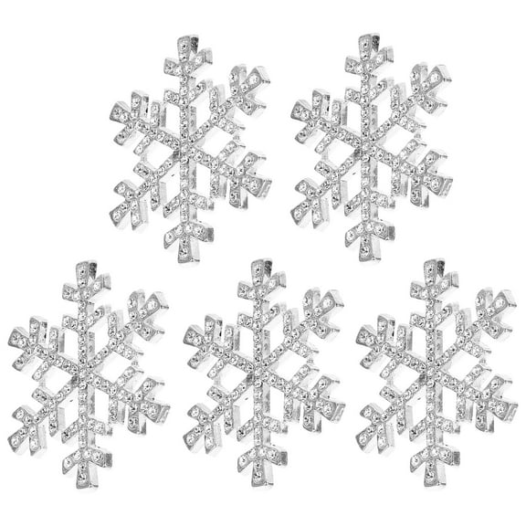 Uonlytech 5Pcs White Silver Snowflake Buttons Rhinestone Alloy For Scrapbooking Diy Craft Garment Decoration