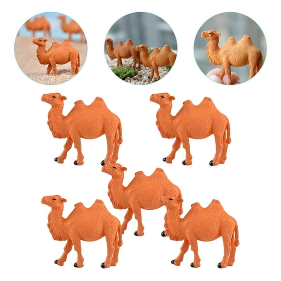 Uonlytech 5pcs Miniature Camel Models Light Brown Resin Statues Decorative Room Decoration