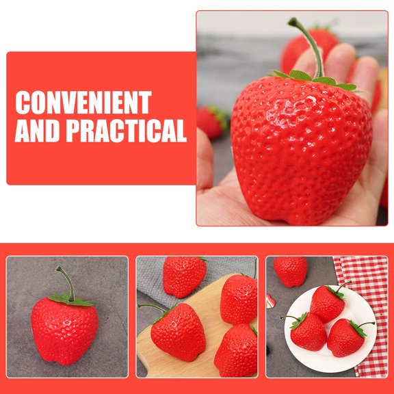 Uonlytech 5pcs Faux Strawberries Plastic Simulation Fruit for Home Decor