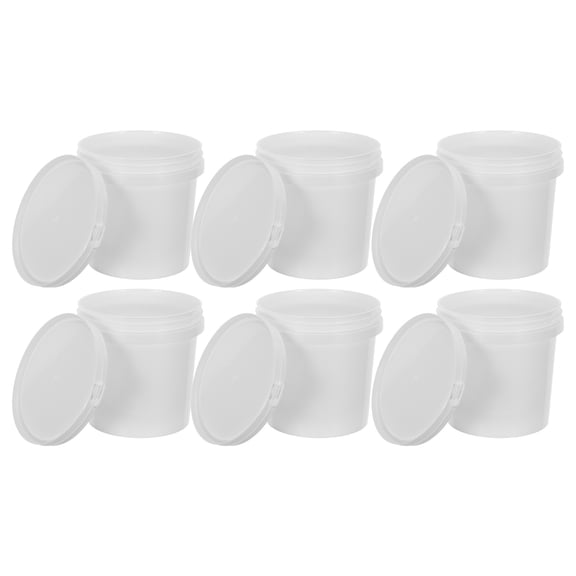 Uonlytech 6Pcs Empty Paint Can with Lid White Plastic Pail Leakproof Airtight Storage for DIY Projects