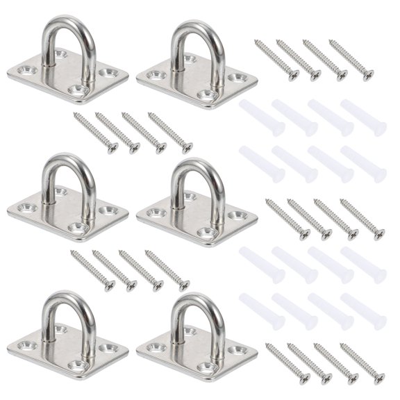 Uonlytech 6Pcs Practical Hook Bases Plated Silver Stainless Steel Heavy Duty Fixed Boards