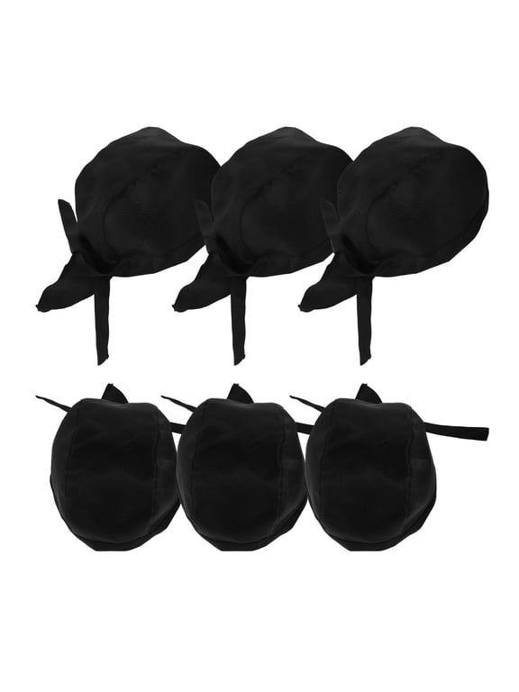 6pcs Unisex Japanese Chef Hat Quick Dry Polyester Kitchen Cap Black