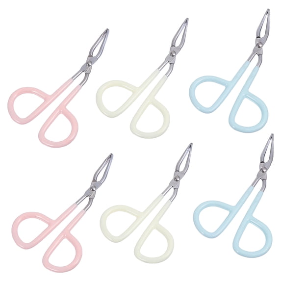 LIOOBO Slanted Tweezers Fine Hair Tweezers Stainless Steel 6Pcs