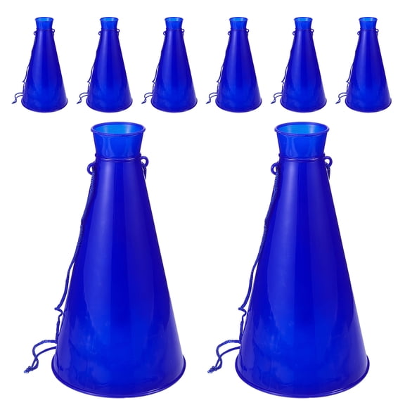 Uonlytech 8Pcs Blue Plastic Sport Horn Cheerleading Prop for Soccer Game Decorations