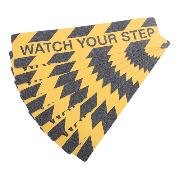 Uonlytech 8Pcs Yellow Black Warning Step Decal Vinyl Self Adhesive for Stair Hazard Marking