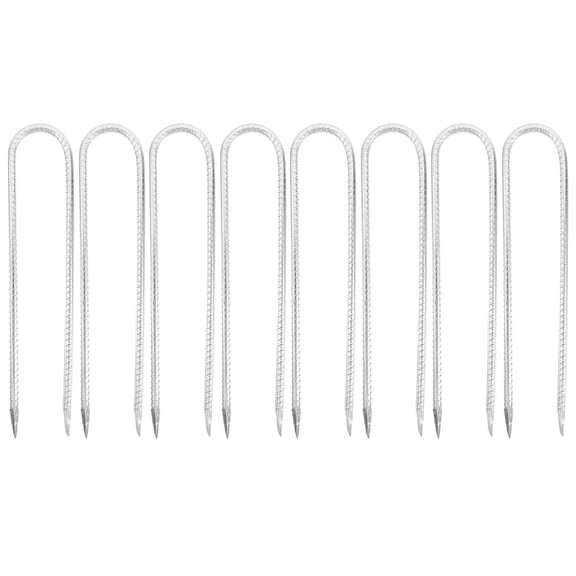 Uonlytech 8Pcs Outdoor U Shaped Ground Stakes with Rust Resistant Galvanized Surface for Garden and Tent