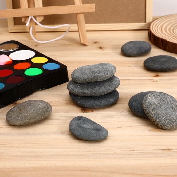 Uonlytech 9Pcs Flat River Rocks for Painting Art Projects and Decorative Garden Stones