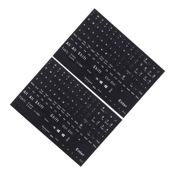 Uonlytech Back to School 2 Sheets Clear Letter Keyboard Stickers for Computer Black PVC Wear Resistant