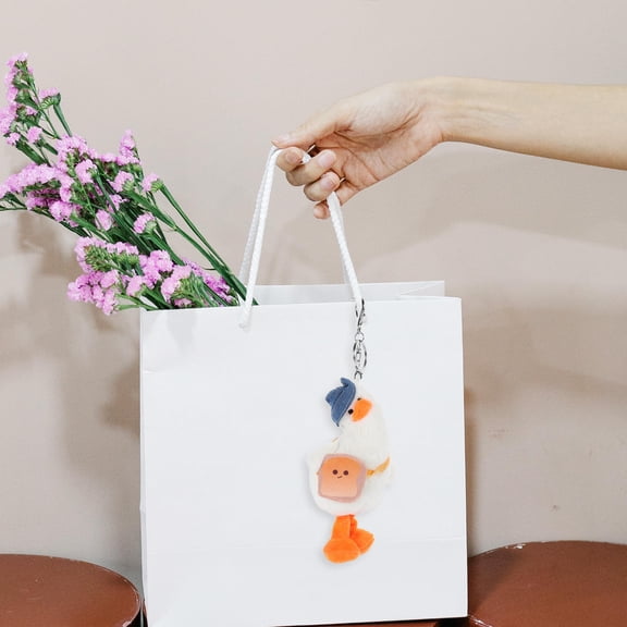 Uonlytech Back to School Keychain Duck Plush White 1Pack Key Decoration for Wedding Decor