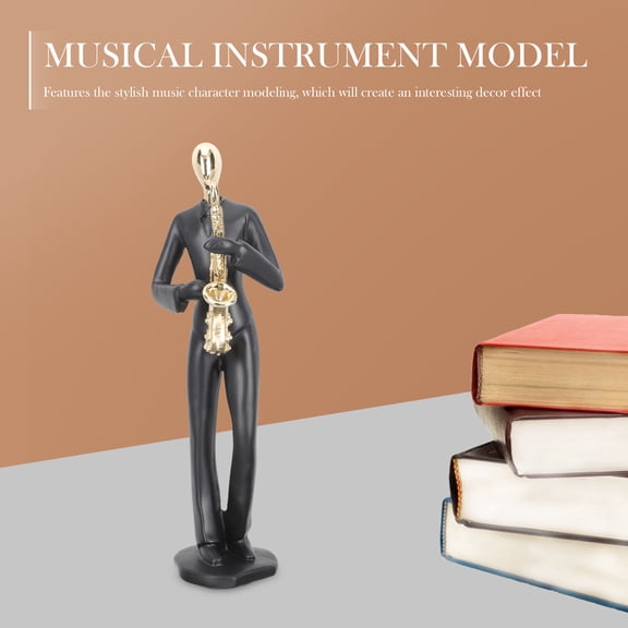 Uonlytech Artistic Black Saxophone Music Model Statue for Home Display