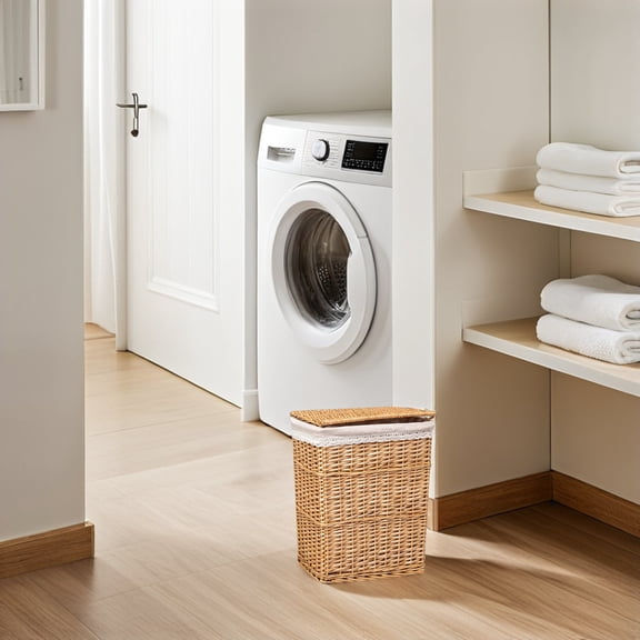 Uonlytech Beige Fabric Basket Liner for Laundry Hamper with Removable Washable Cloth for Home Storage