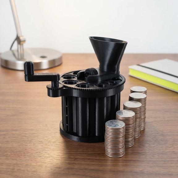 Uonlytech Black Manual Coin Sorter Machine for Office Efficient Change Counting and Sorting