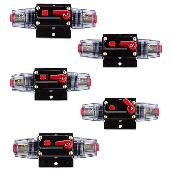 Uonlytech Car Audio Circuit Breaker Manual Reset Inline Auto Fuseholder 12 to 24 Volts Black