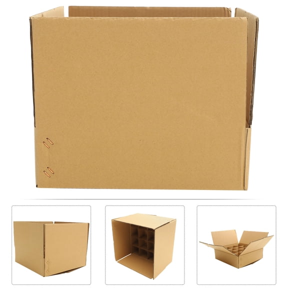 Uonlytech Corrugated Paper Storage Box with Multi Grid Design for Kitchen Dishes and Wine Bottles
