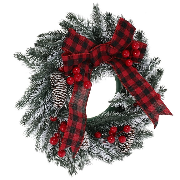 Uonlytech Decorative Bow Christmas Wreath for Front Door and Window Indoor Outdoor Use