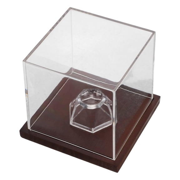Uonlytech Clear Acrylic Golf Ball Display Box with Wooden Base for Office and Club Exhibits