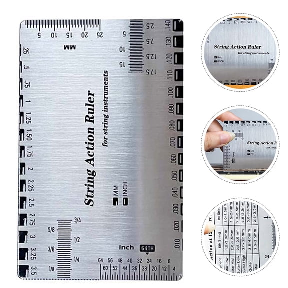 Uonlytech Compact Steel Guitar String Action Gauge Ruler for Accurate Neck and Fret Setup