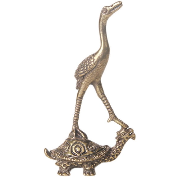Uonlytech Crane Figurines Brass Turtle Decor Vintage Home Decoration 1Pack