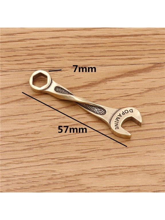 Unique Golden Brass Wrench Key Pendant, Chic and Durable for Decoration
