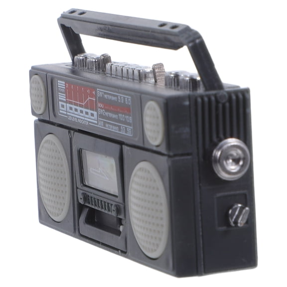 Uonlytech Dollhouse Decor Mini House Radio Model in Black Plastic for Kids 1Pcs