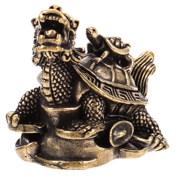 Uonlytech Dragon Turtle Figures Copper Craft Figurine Simple Style Indoor Use 1Pcs