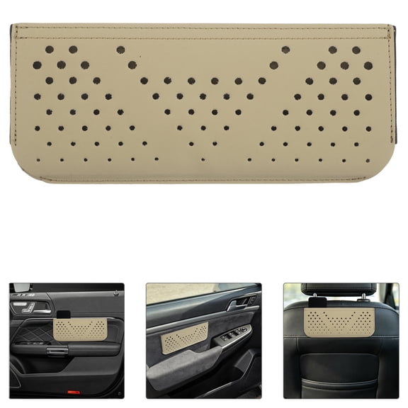 Uonlytech Durable Beige Car Console Organizer Bag with Car Door Storage for Coins and Keys