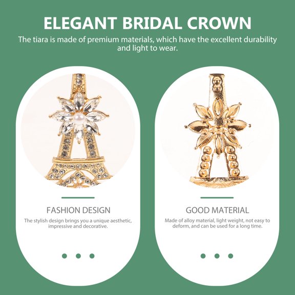 Uonlytech Vintage Golden Tiaras Crown with Pearls for Wedding Decoration
