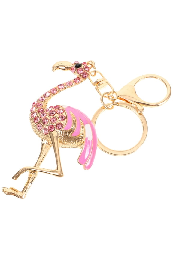 Pink Flamingo Keychain Modern Design Metal 1Set Key Holder for Women Everyday Use