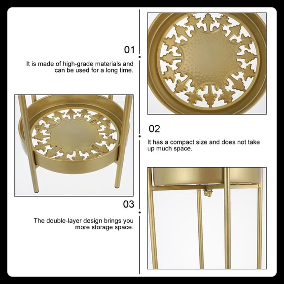 Uonlytech Flower Pot Rack Flower Stand Iron Golden Decorative Effect Balcony Decoration 1Pcs