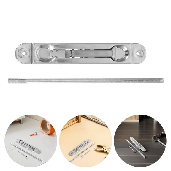 Uonlytech Flush Bolt Security Latch, Stainless Steel, Silent French Door Latch, Plated Silver