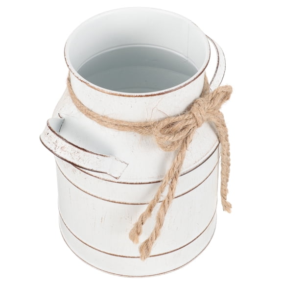 Uonlytech Vintage Rustic White Iron Plant Container Flower Bucket for Creative Floral Arrangements