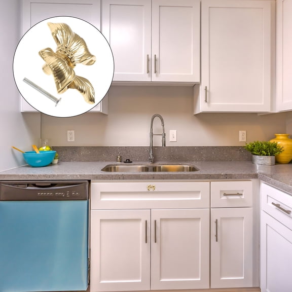 Uonlytech Cabinet Knobs Golden Brass Bow Shape 1Pack