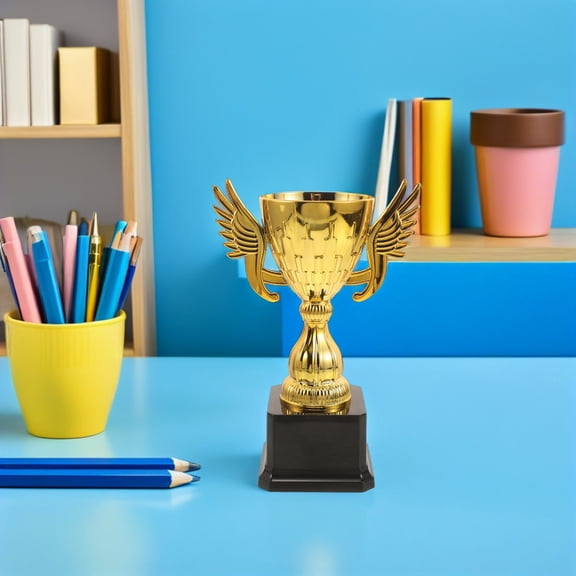Uonlytech Golden Plastic Trophy Cup for Sports Championship with Durable Design and Elegant Winner Award