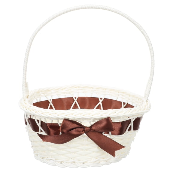 Uonlytech Flower Girl Basket Plastic Beige Decorative for Wedding Ceremony 1Pcs