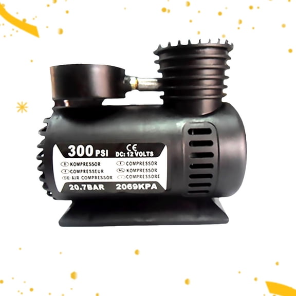 Uonlytech High Pressure Car Air Compressor Single Cylinder Tyre Inflator with Gauge Black