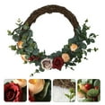 thumbnail image 1 of Uonlytech 1Pc Simulation Gar Silk Flower Wreath Dark Brown Wall Hanging for Home Party Decor, 1 of 8