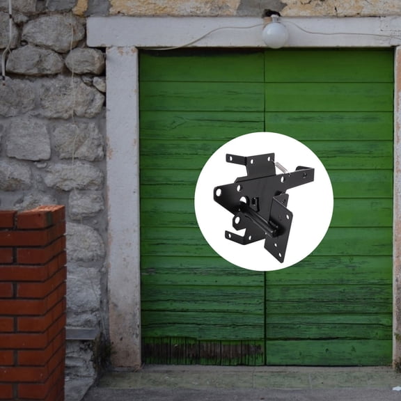 Uonlytech Heavy Duty Automatic Gate Latch Black Steel Post Mount Door Latch for Yard Fence Security