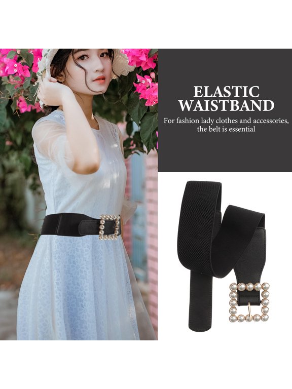 Women's Cummerbund Waist Corset Belt with Elastic Band and Black Alloy Buckle for Dress Accessory