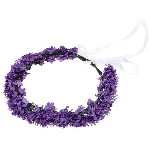 Uonlytech Lavender Floral Headband Wreath with Sturdy Cloth for Wedding and Party Decoration