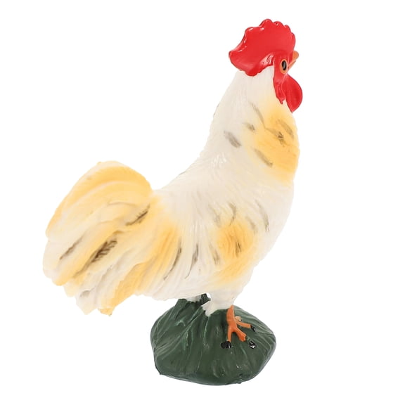 Uonlytech White Simulation Rooster Model ABS Material Static Poultry Figurine for Home Decoration