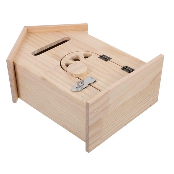Uonlytech Locking Wall Mailbox Wood House Design Khaki for Home Entryway Storage and Security
