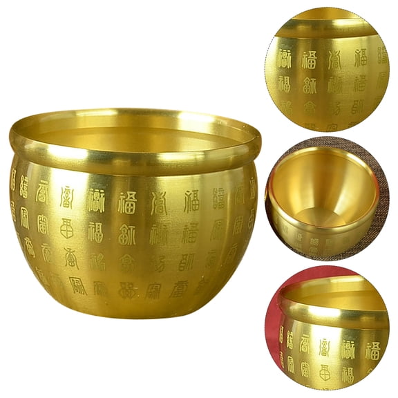 Uonlytech Medium Wealth Bowl Copper Decorative Treasure Basin for Adults Home Decor 1Pack